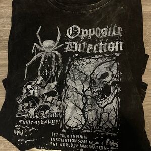 SHEIN Opposite Direction Graphic Tee - Black